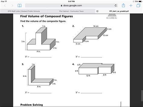 volume of composite figures worksheet grade 5